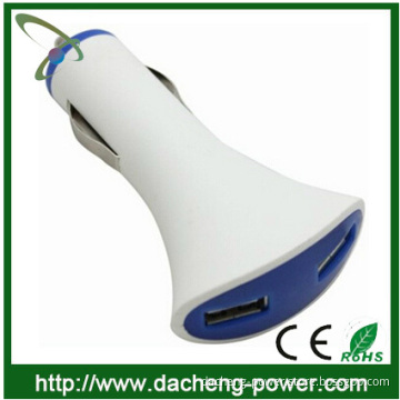 Fan shape high quality usb car phone charger with Dual output ports